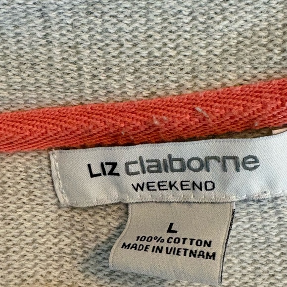 Liz Claiborne Striped Pullover Tunic Sweatshirt Pink Stitching Size L - Picture 5 of 6